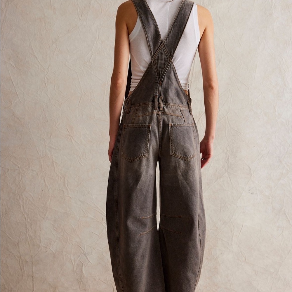 Women's Gray Denim Overalls - Picture 2 of 3